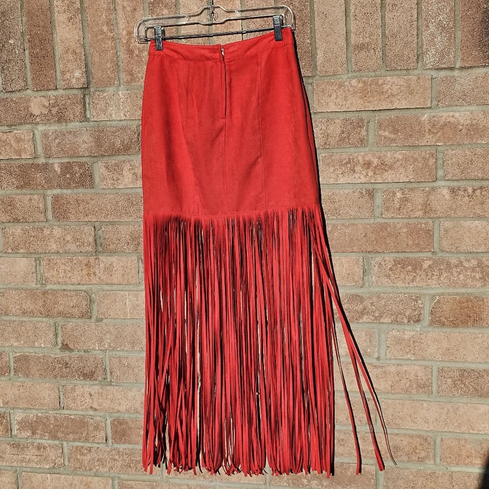 H&M Cochella red fringe trim skirt - Picture 12 of 13